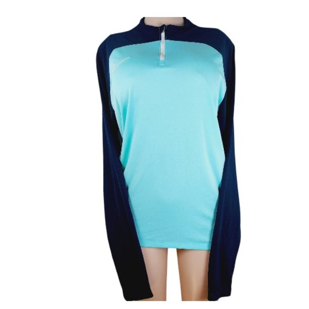 Nike Women's Blue Dri-Fit 1/4 Zip Long Sleeve Athletic T-Shirt Size M